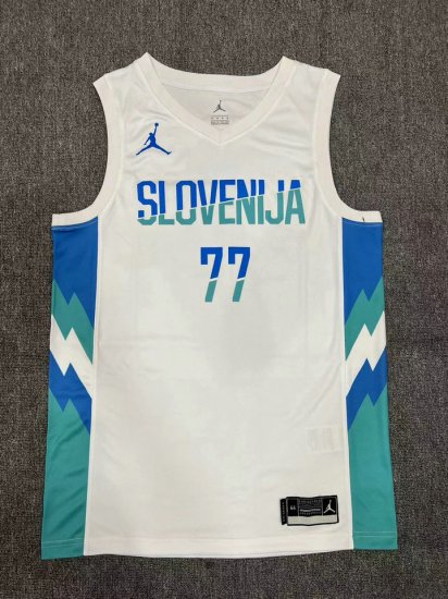 77 Doncic slovenija 2023-24 jersey white heat pressed